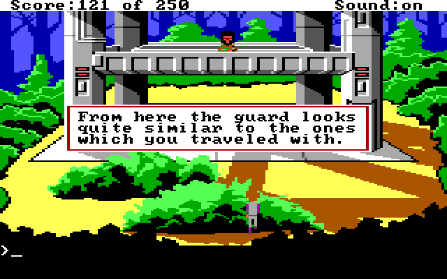 Space Quest II: Chapter II - Vohaul's Revenge IBM PC/Compatibles Screenshot: Guards block the path.