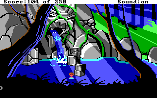 Space Quest II: Chapter II - Vohaul's Revenge IBM PC/Compatibles Screenshot: At the bottom of a waterfall...