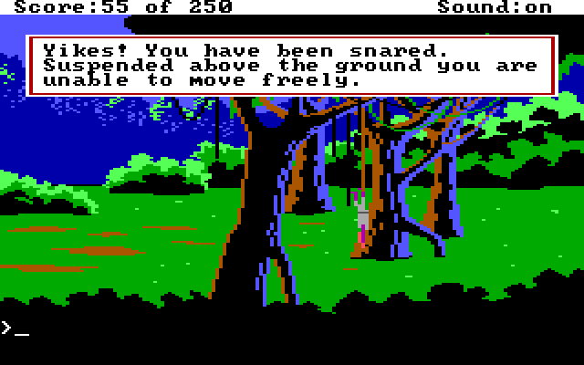 Space Quest II: Chapter II - Vohaul's Revenge IBM PC/Compatibles Screenshot: One of many ways Roger can get into trouble.