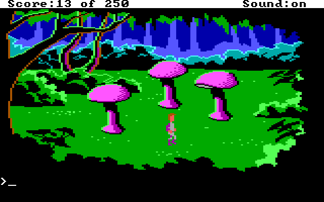 Space Quest II: Chapter II - Vohaul's Revenge IBM PC/Compatibles Screenshot: I wouldn't trust these mushrooms...