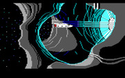 Space Quest II: Chapter II - Vohaul's Revenge for IBM PC/Compatibles - Arriving back at Vohauls asteroid for a showdown.
