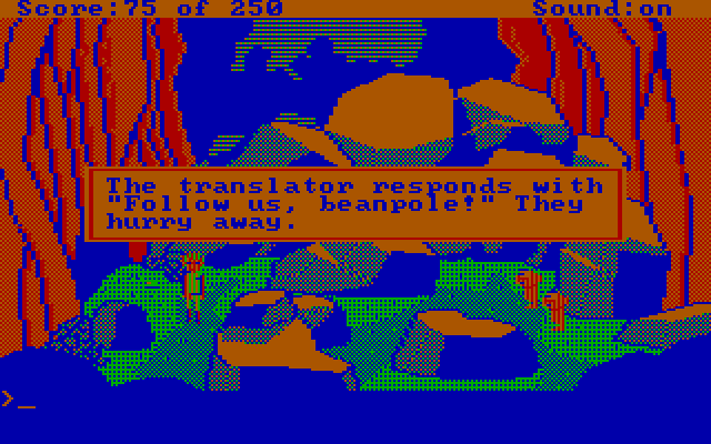 Space Quest II: Chapter II - Vohaul's Revenge IBM PC/Compatibles Screenshot: Follow us, beanpole!