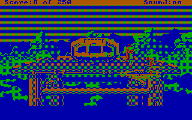Space Quest II: Chapter II - Vohaul's Revenge IBM PC/Compatibles Screenshot: Roger is escorted away by some apes.