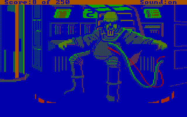 Space Quest II: Chapter II - Vohaul's Revenge IBM PC/Compatibles Screenshot: Sludge Vohaul! Now Roger is in trouble!