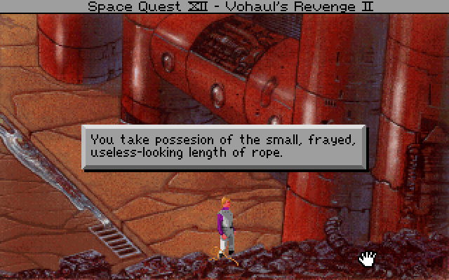 Space Quest IV: Roger Wilco and the Time Rippers IBM PC/Compatibles Screenshot: You never know when random stuff can be useful...