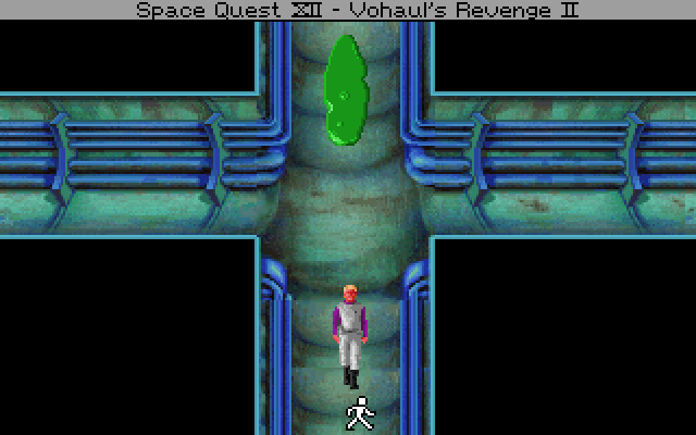 Space Quest IV: Roger Wilco and the Time Rippers IBM PC/Compatibles Screenshot: Underground; why is this slime following me?