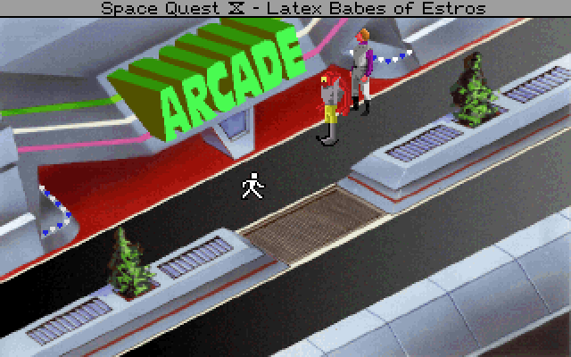 Space Quest IV: Roger Wilco and the Time Rippers IBM PC/Compatibles Screenshot: Oooh, an arcade!