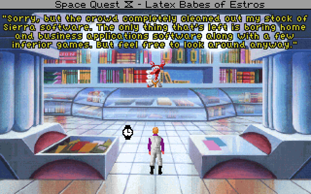 Space Quest IV: Roger Wilco and the Time Rippers IBM PC/Compatibles Screenshot: Can you find anything of use here?