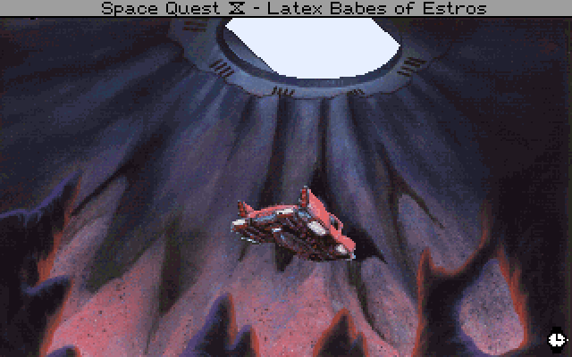 Space Quest IV: Roger Wilco and the Time Rippers IBM PC/Compatibles Screenshot: Leaving the fortress..