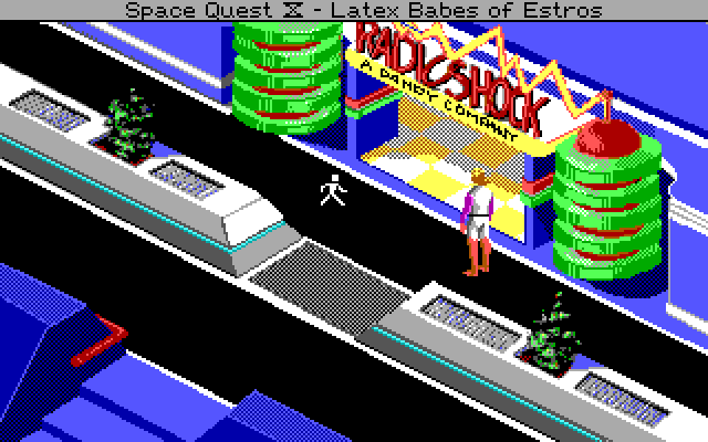 Space Quest IV: Roger Wilco and the Time Rippers IBM PC/Compatibles Screenshot: Welcome to Radio Shock!