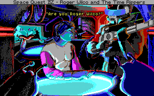 Space Quest IV: Roger Wilco and the Time Rippers IBM PC/Compatibles Screenshot: Roger might be in trouble.