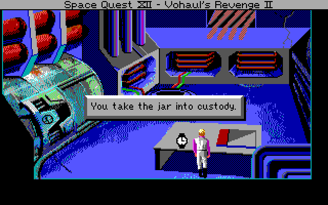 Space Quest IV: Roger Wilco and the Time Rippers IBM PC/Compatibles Screenshot: Picking stuff up.