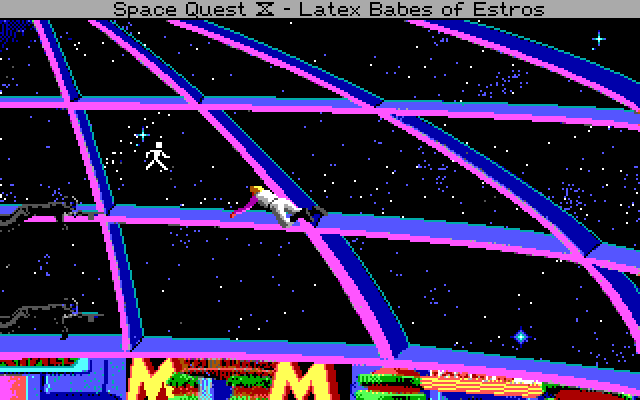 Space Quest IV: Roger Wilco and the Time Rippers IBM PC/Compatibles Screenshot: The Sequel Police chase Roger...