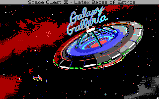 Space Quest IV: Roger Wilco and the Time Rippers IBM PC/Compatibles Screenshot: Arriving at the mall...