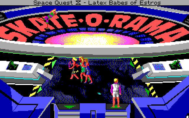 Space Quest IV: Roger Wilco and the Time Rippers IBM PC/Compatibles Screenshot: The girls see a sale and run off...
