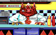 Space Quest IV: Roger Wilco and the Time Rippers for IBM PC/Compatibles - Monolith Burger employees aren't very friendly...