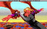 Space Quest IV: Roger Wilco and the Time Rippers for IBM PC/Compatibles - Roger gets carried away by a giant bird...