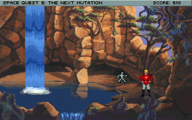 Space Quest V: The Next Mutation IBM PC/Compatibles Screenshot: Looks like a nice place...Roger needs to hurry though.