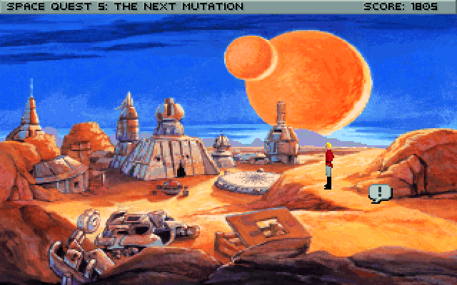 Space Quest V: The Next Mutation IBM PC/Compatibles Screenshot: Arrived at a remote planet.