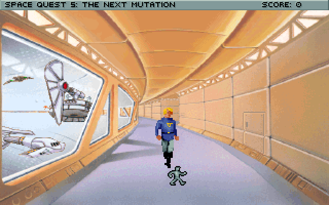 Space Quest V: The Next Mutation IBM PC/Compatibles Screenshot: Wandering the hallways of the academy.