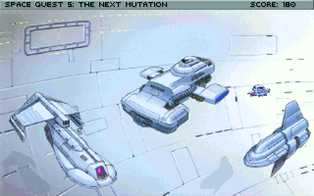 Space Quest V: The Next Mutation IBM PC/Compatibles Screenshot: Here's the ship Roger Wilco will be commanding...