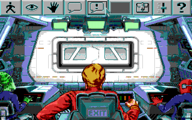 Space Quest V: The Next Mutation IBM PC/Compatibles Screenshot: Roger is in command.
