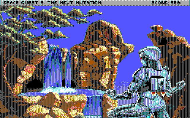 Space Quest V: The Next Mutation IBM PC/Compatibles Screenshot: The female android is closing in...