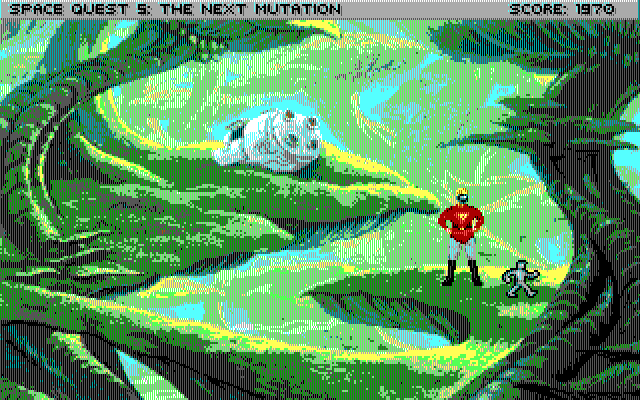 Space Quest V: The Next Mutation IBM PC/Compatibles Screenshot: Arrived on a toxic planet.