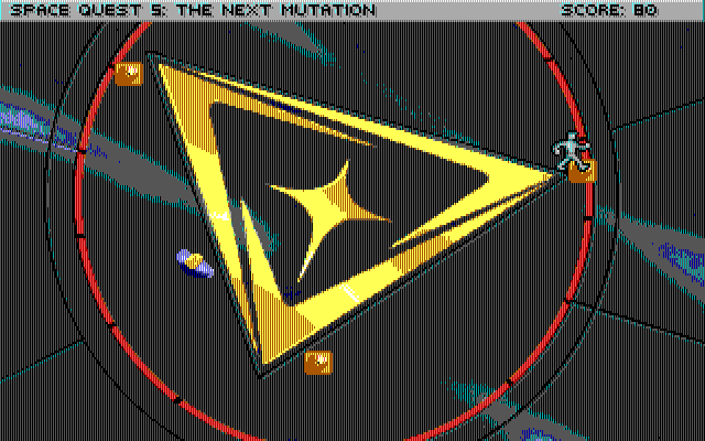 Space Quest V: The Next Mutation IBM PC/Compatibles Screenshot: Roger needs to clean up this emblem.