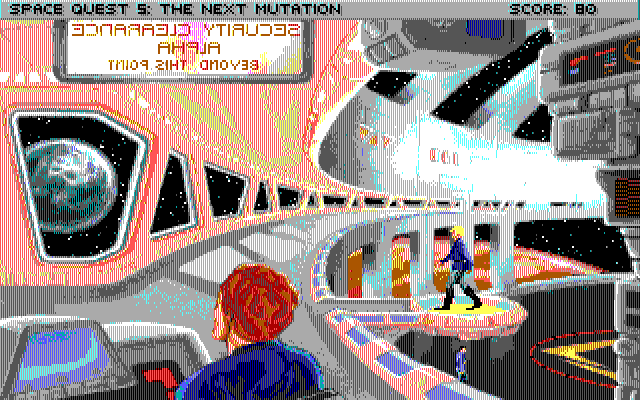 Space Quest V: The Next Mutation IBM PC/Compatibles Screenshot: Exploring the academy.