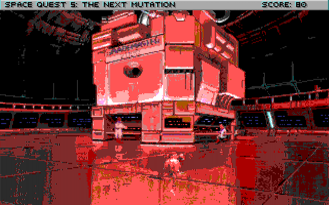 Space Quest V: The Next Mutation IBM PC/Compatibles Screenshot: A critter is about to cause some mayhem.