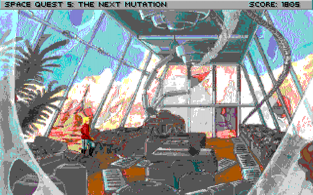 Space Quest V: The Next Mutation IBM PC/Compatibles Screenshot: Could there be any trouble here?