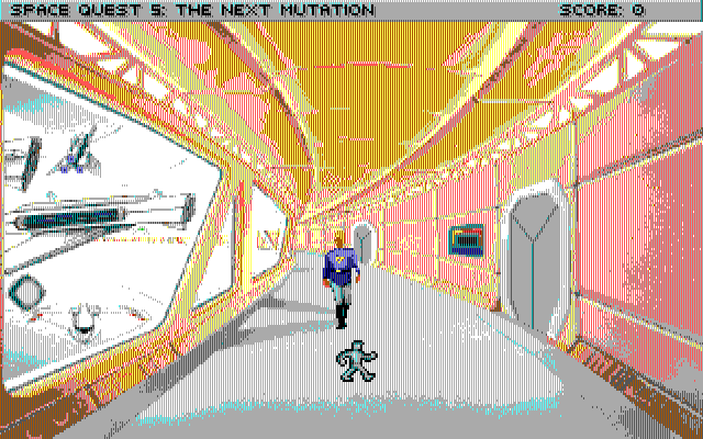Space Quest V: The Next Mutation IBM PC/Compatibles Screenshot: The game starts in the halls of the academy.