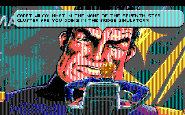 Space Quest V: The Next Mutation IBM PC/Compatibles Screenshot: Roger Wilco is caught in the flight simulator.