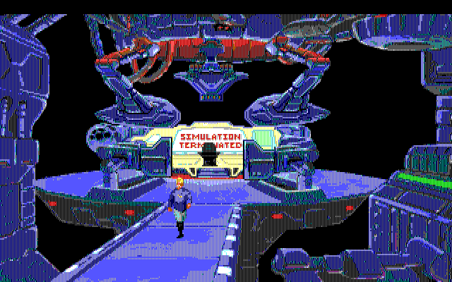 Space Quest V: The Next Mutation IBM PC/Compatibles Screenshot: Roger walks away from the flight simulator.
