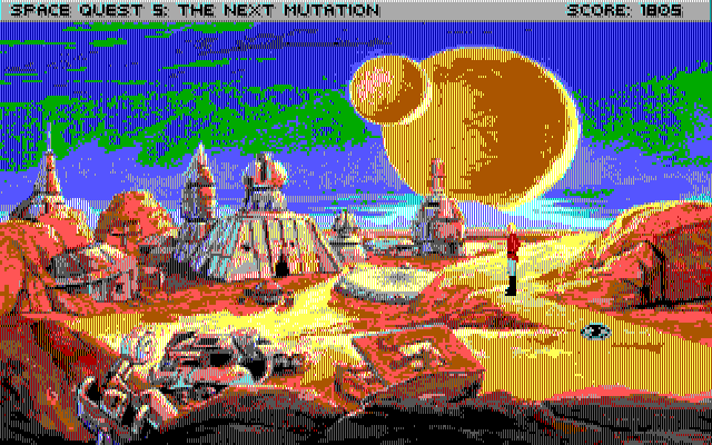 Space Quest V: The Next Mutation IBM PC/Compatibles Screenshot: Arrived on a desolate planet.