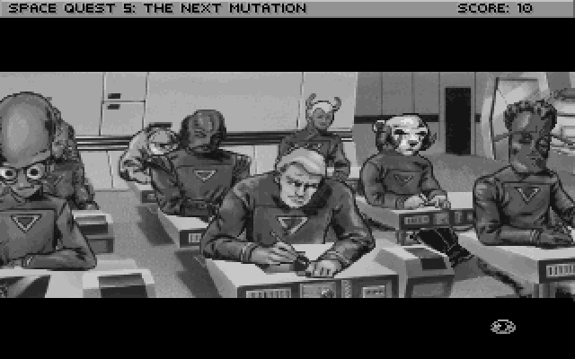 Space Quest V: The Next Mutation IBM PC/Compatibles Screenshot: Taking a test...