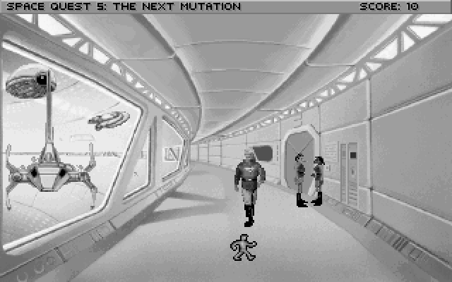 Space Quest V: The Next Mutation IBM PC/Compatibles Screenshot: Roger wanders the halls of the academy.
