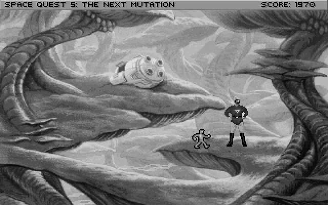 Space Quest V: The Next Mutation IBM PC/Compatibles Screenshot: Landed on a toxic planet.