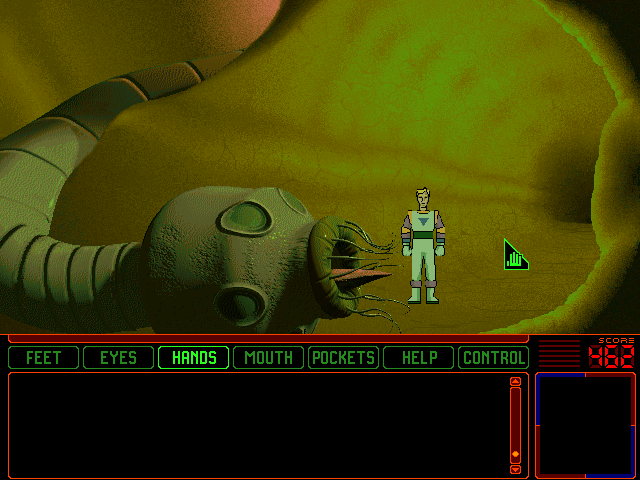 Space Quest 6: Roger Wilco in the Spinal Frontier IBM PC/Compatibles Screenshot: The tapeworm helps me reach some new locations!