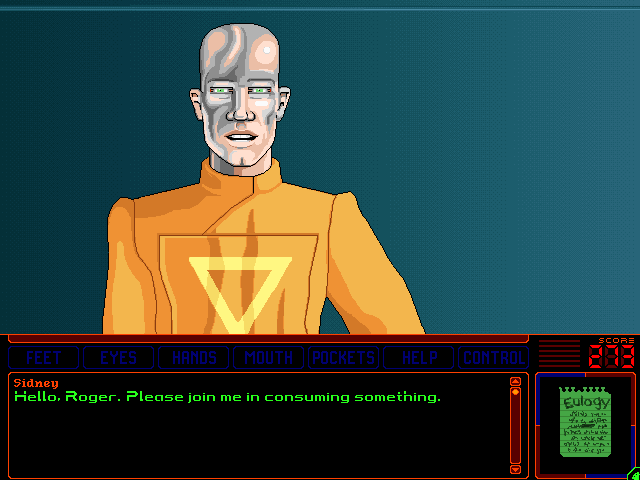 Space Quest 6: Roger Wilco in the Spinal Frontier IBM PC/Compatibles Screenshot: Talking to a friend to ask a favor...