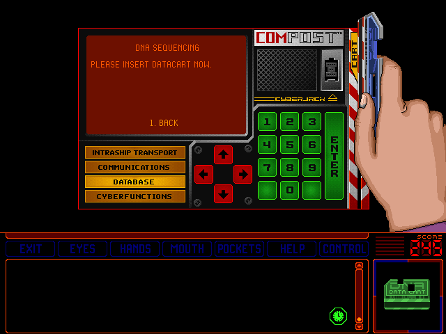 Space Quest 6: Roger Wilco in the Spinal Frontier IBM PC/Compatibles Screenshot: Using some equipment...