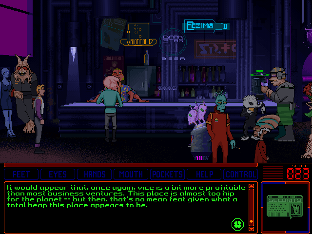 Space Quest 6: Roger Wilco in the Spinal Frontier IBM PC/Compatibles Screenshot: Entering the bar...