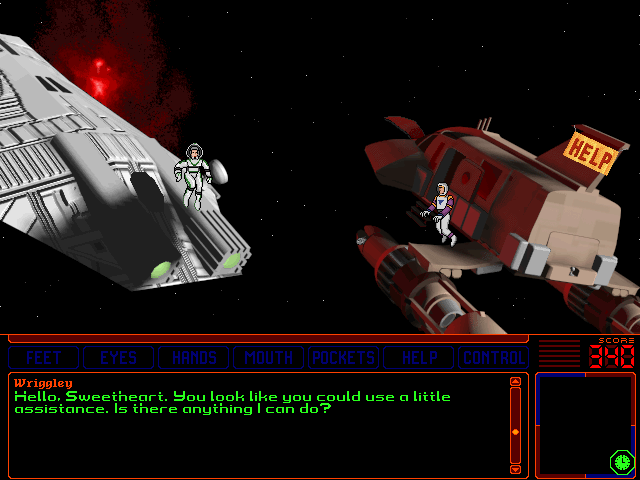 Space Quest 6: Roger Wilco in the Spinal Frontier IBM PC/Compatibles Screenshot: My ship is stuck...luckily, someone stopped to help!