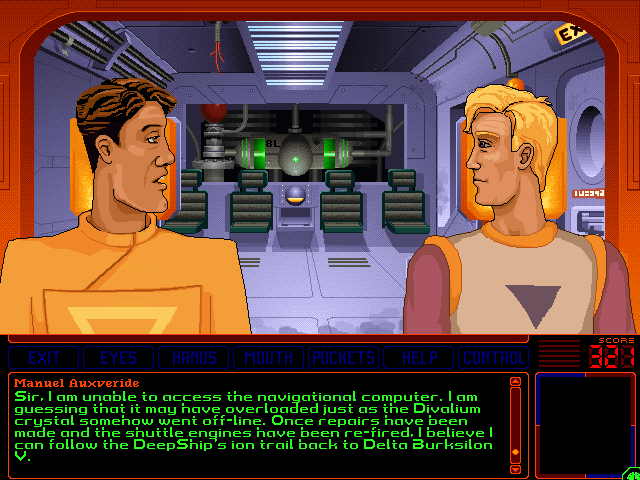 Space Quest 6: Roger Wilco in the Spinal Frontier IBM PC/Compatibles Screenshot: Introducing the auto pilot...