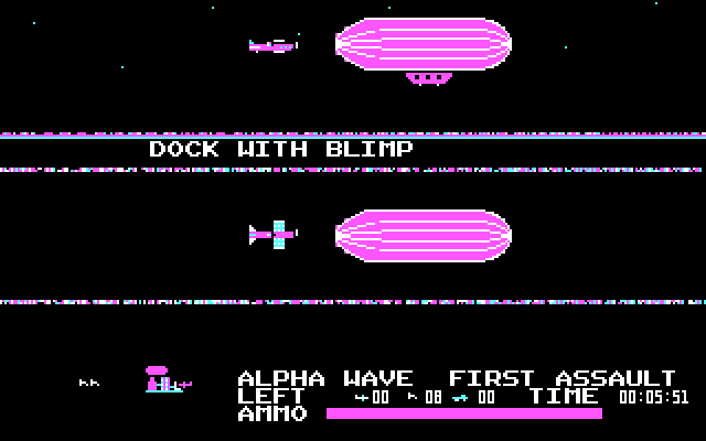Flightmare IBM PC/Compatibles Screenshot: Attempting to dock with a blimp.