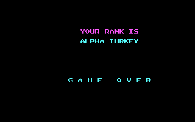Flightmare IBM PC/Compatibles Screenshot: Game over.