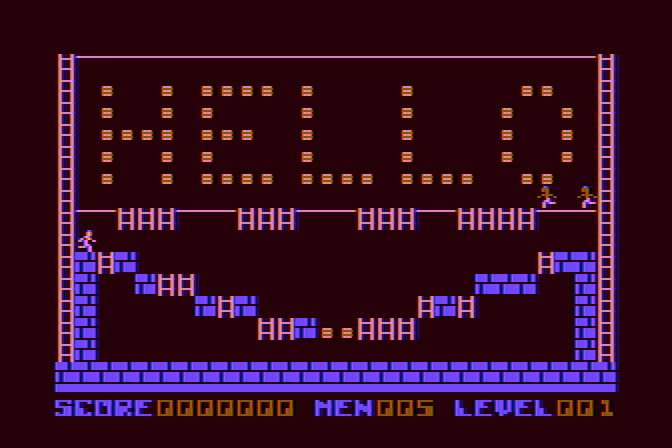 Championship Lode Runner Atari 8-bit Screenshot: Game start.