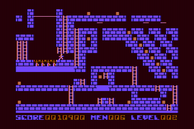 Championship Lode Runner Atari 8-bit Screenshot: Game demo mode.