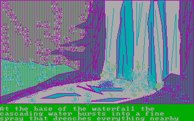 Quest, The IBM PC/Compatibles Screenshot: At the base of a waterfall...